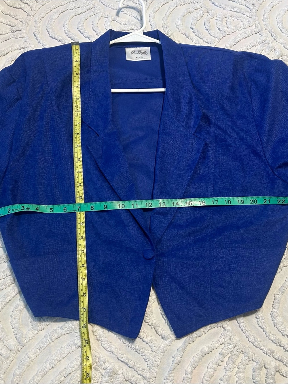1980's Vintage A. Byer Cobalt Blue Reptile Suede Power Jacket - Picture 4 of 5